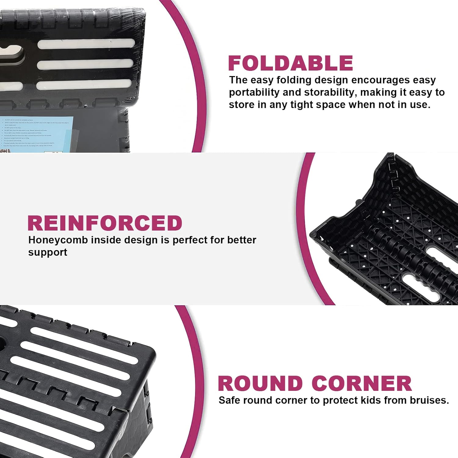 Sturdy Folding Step Stool Portable 5”, Collapsible Half Step for Seniors Older Adults up to 300 lbs Entering Camper Van SUVs and RV, for Elderly People Getting up High Bed or Stairs - Image 5