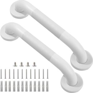 Shower Grab Bar, 2 Pack 12 Inch White Bathroom Grab Bar, 1.25" Diameter 304 Stainless Steel Anti-Slip Grab Bars for Bathtubs and Showers, Handicap Shower Grab Bar for Seniors Elderly