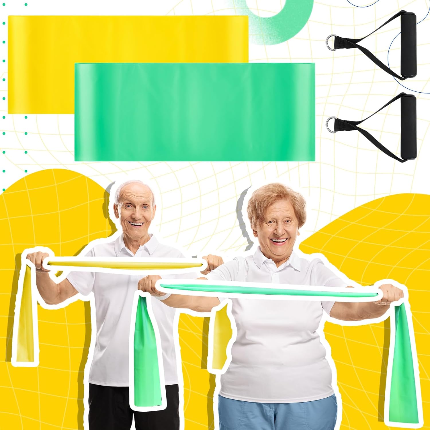 2 Pcs Resistance Band for Seniors with 2 Pcs Handles Exercise Band Specifically Created for Elderly Physical Therapy, Stretch, Recovery, Pilates, Strength Training and Yoga Starter Set - Image 7