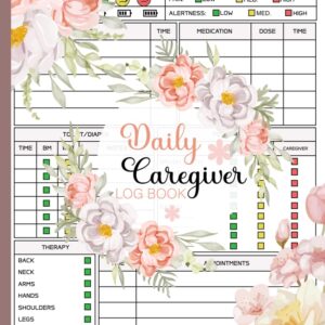 Caregiver Daily Log Book: Personal Caregiver Organizer for Tracking Daily Care, Vitals, Activities, Medications, Meals, and More for Seniors and Elders | 8.5 x 11 Inches,120 Pages.