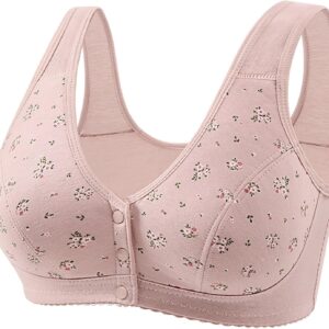 2025 Daisy Bras for Old Women Comfort No Underwire Full Coverage Bras Front Closure Support Bras Push Up Cotton Bras