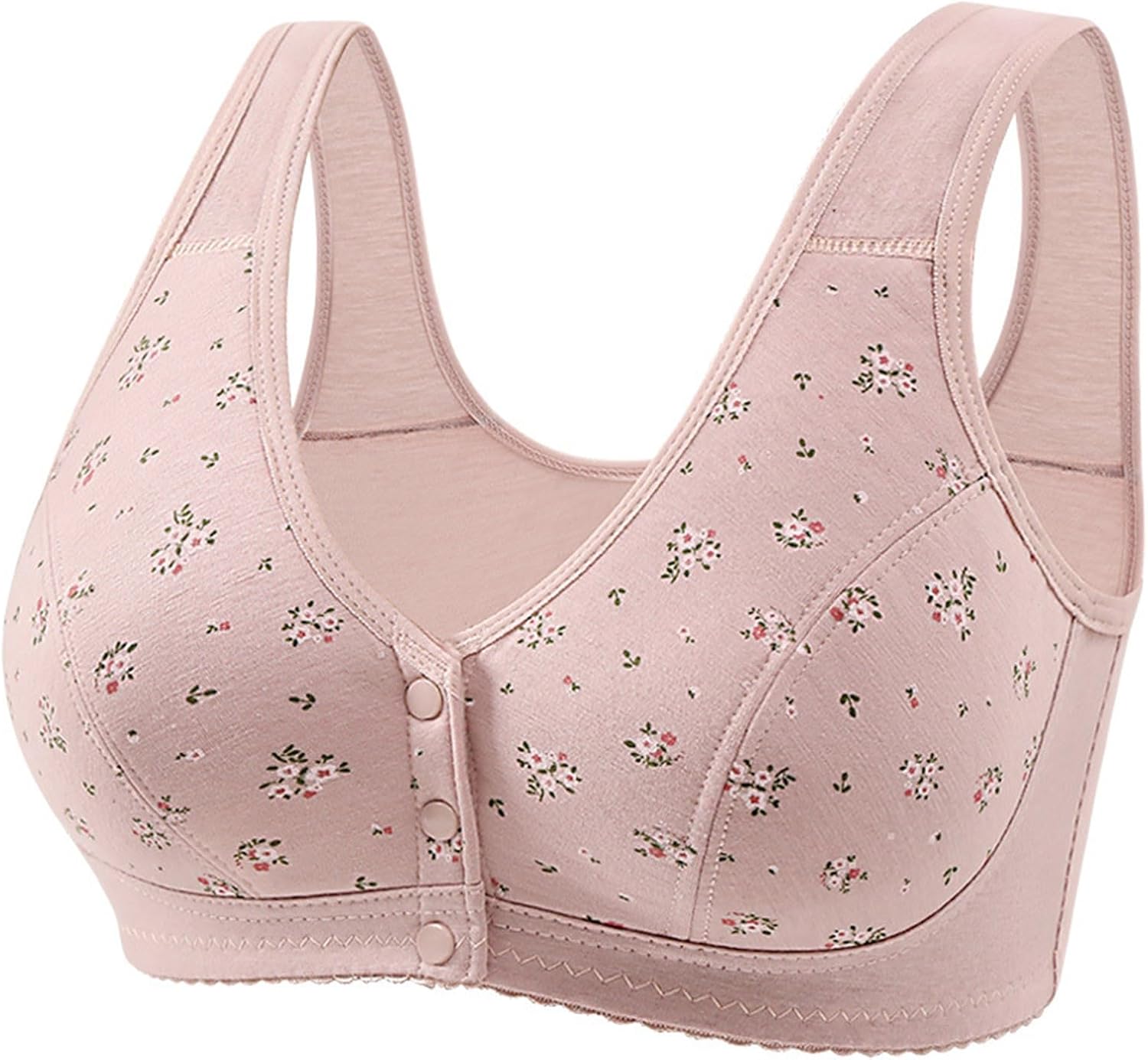 2025 Daisy Bras for Old Women Comfort No Underwire Full Coverage Bras Front Closure Support Bras Push Up Cotton Bras