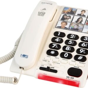 Serene Innovations Amplified Big Button Landline Phone for Seniors with Dementia - 26dB Home Phone with Photo Buttons - Hearing Impaired Telephone