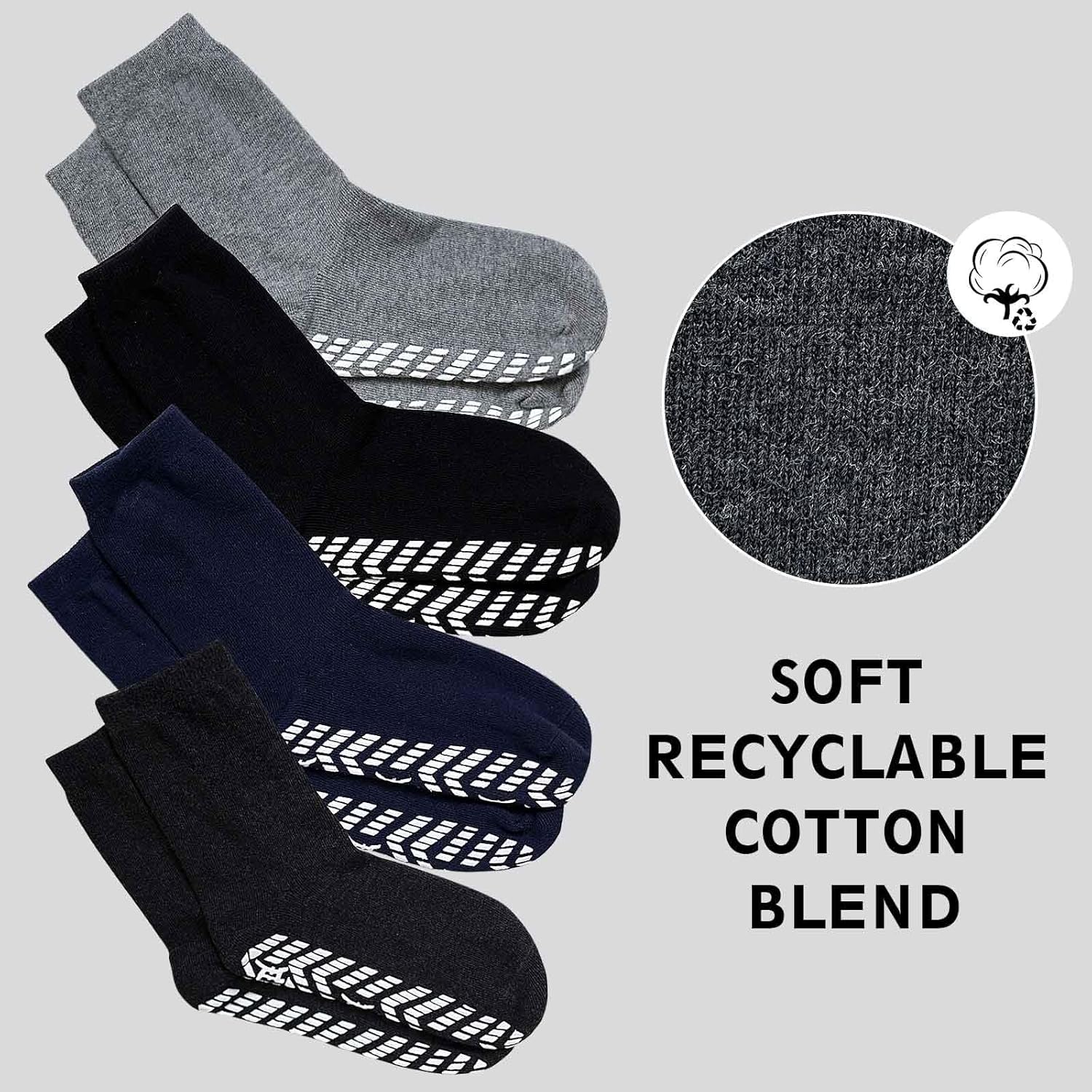 ZAKASA Non Slip Grip Socks - Non Skid Crew Grippy Socks for Men Women Anti Slip Gripper for Elderly Hospital Yoga - Image 5