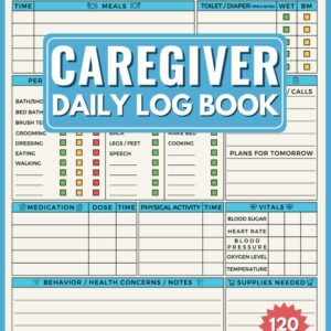 Caregiver Daily Log Book: Care Journal to Track the Medication, Meals, Vital Signs & much more for Elderly & Seniors or Patients with Dementia & Alzheimer's