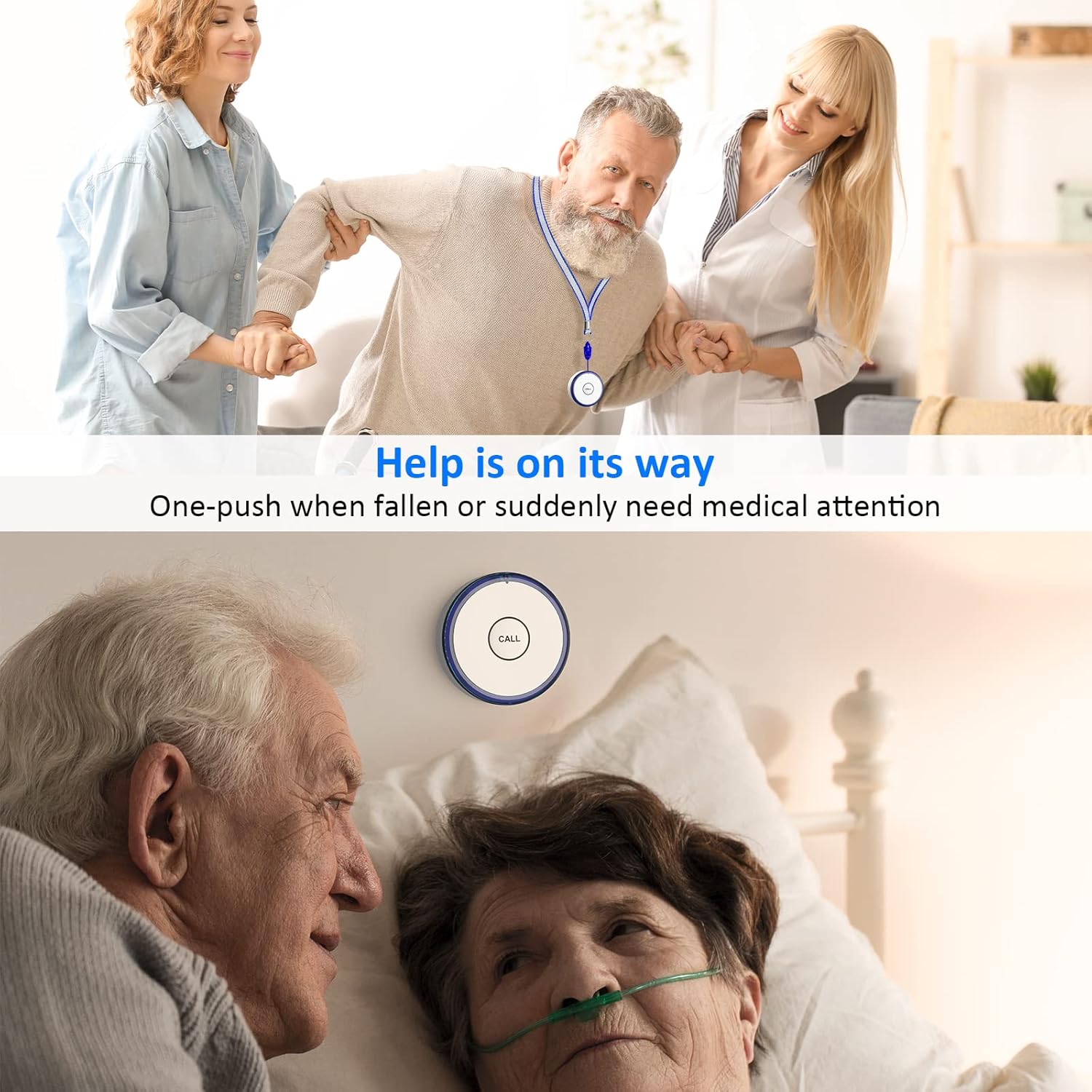 Caregiver Pager, Wireless Call Button for Elderly/Senior at Home, 500 Feet Medical Life Alert System with 2-SOS Buttons and 2-Pagers, Emergency Panic Call Bell for Nurse Calling, Patient Assistance - Image 4