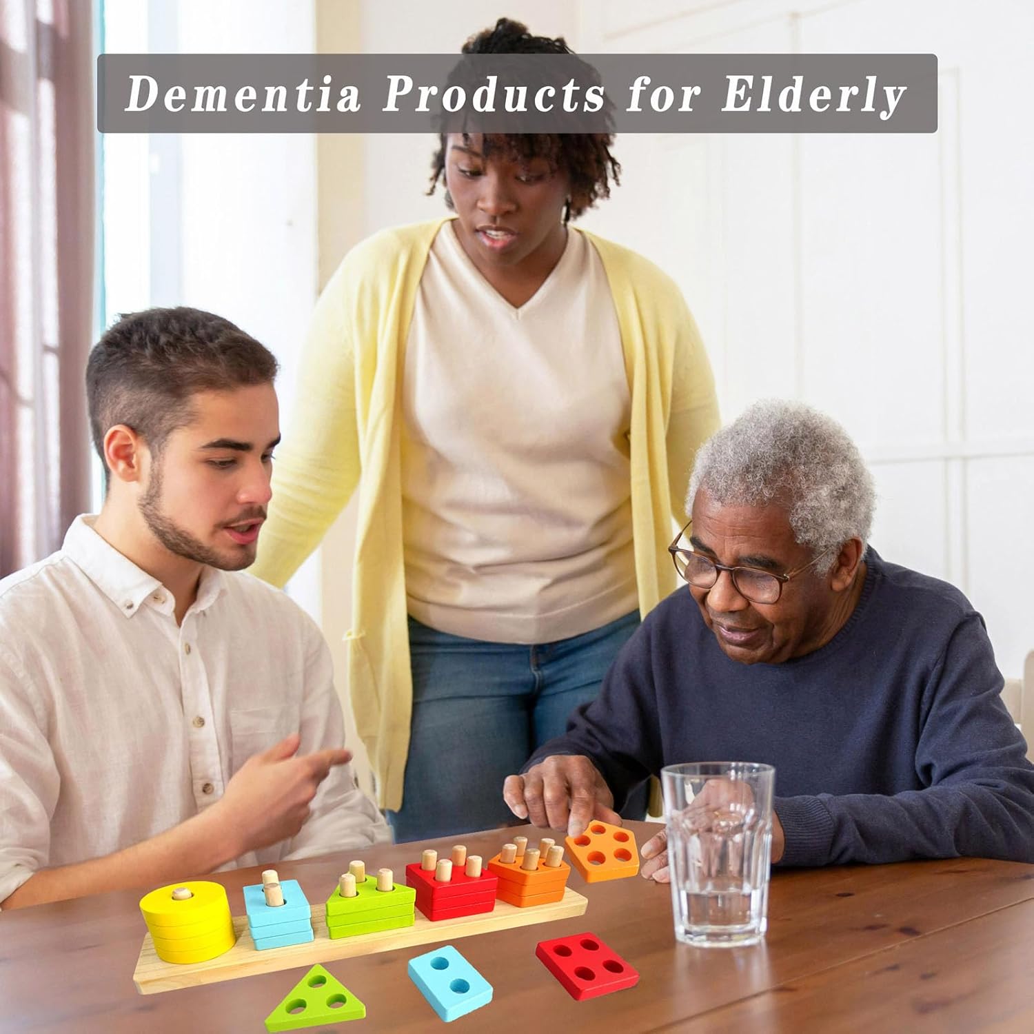 Dementia Activities for Seniors,Geometric,Colors & Numbers Cognitive Products for Alzheimers,Wooden Puzzles Gifts & Cognitive Training Games for Elderly - Image 2