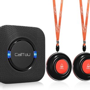 CallToU Wireless Caregiver Call Button Elderly Monitoring Alert Systems for Seniors 1 Plugin Receiver 2 Waterproof Transmitters
