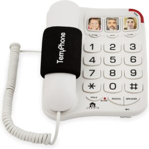 Big Button Phone for Seniors - Corded Landline Telephone - One-Touch Dialling for Visually Impaired - Amplified Ringer with Loud Speaker for Hearing Impaired, Ergonomic Non-Slip Grip