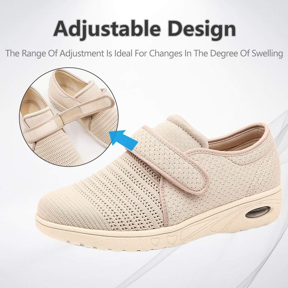 Womens Diabetic Walking Shoes Adjustable Outdoor Sneakers Recovery Easy On Off Strap Wide Width Slippers Comfort for Seniors Elderly Woman Swollen Feet, Edema, Foot Pain - Image 2