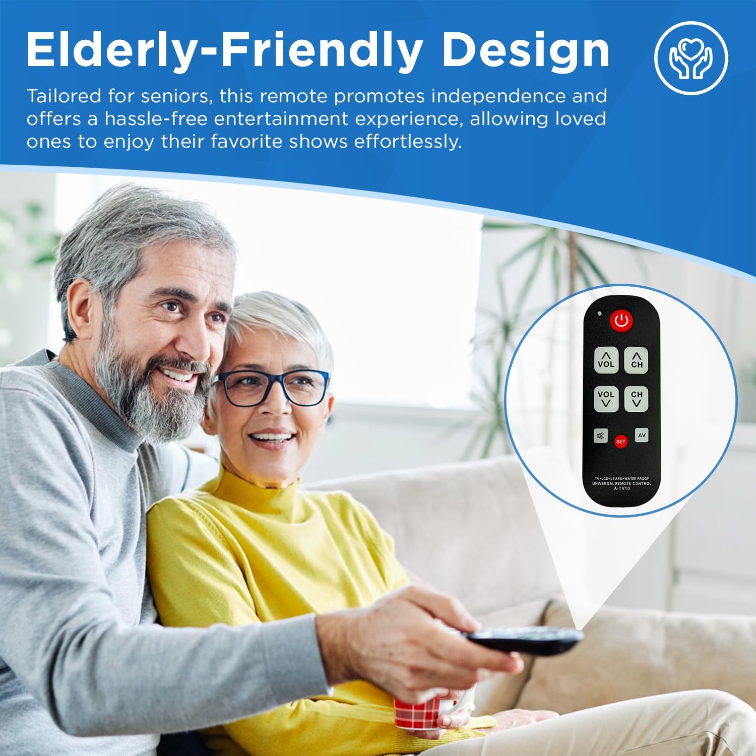 Universal Big Button TV Remote for Seniors, Elderly - Simple Remote - Easy to Use and Set Up with Learning Functions for TV & TV Box Controller, Dementia Friendly Gifts - Image 3