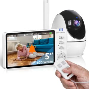 Elderly Monitor with Camera and Audio, 2-Way Talk Room Monitors for Elderly, Call Button, Med Reminder, Temp Monitoring, Night Vision, Pan-Tilt-Zoom Video Monitor for Elderly Care & Caregivers/No WiFi