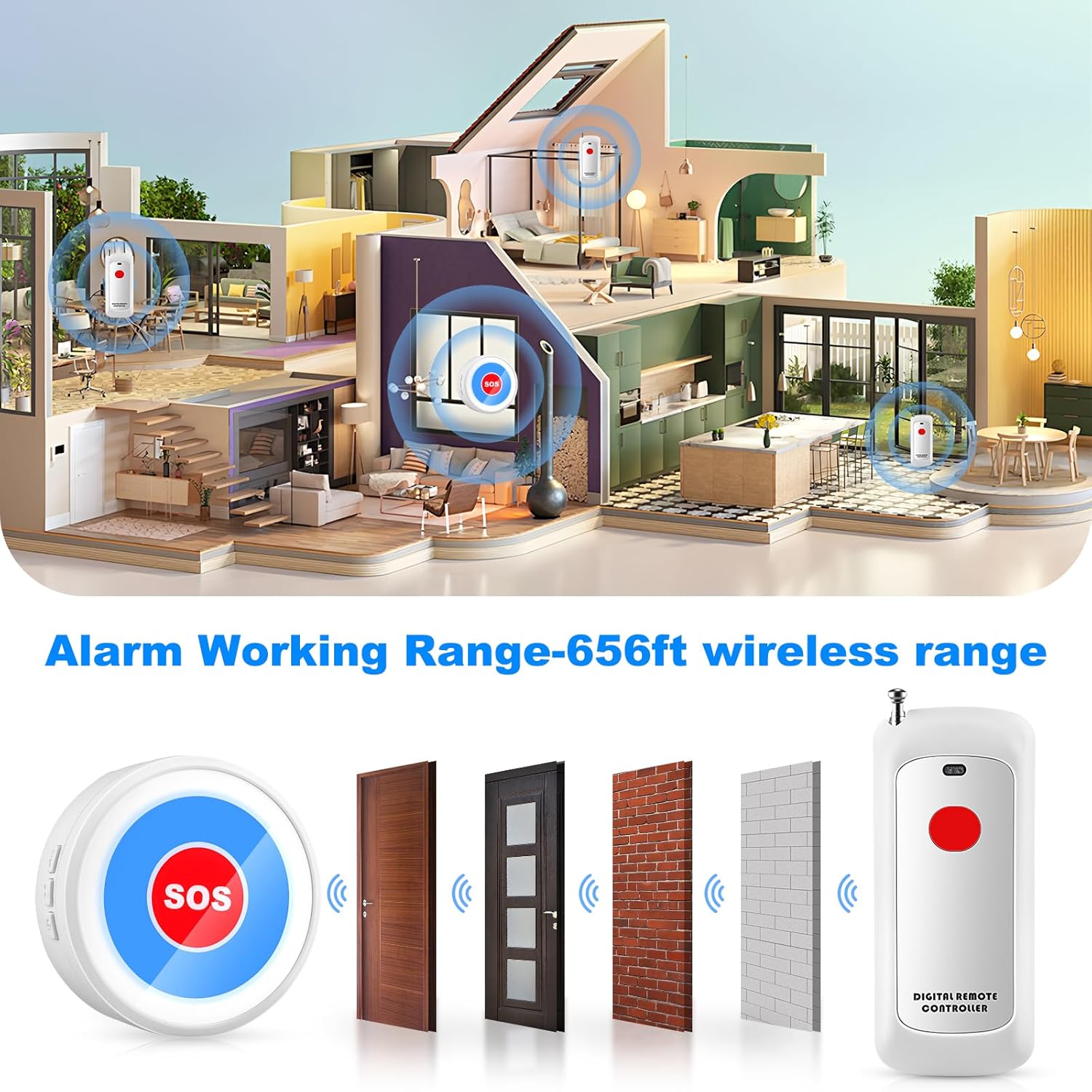Life Alert Systems for Seniors No Monthly Fee Wi-Fi APP Control Elderly Alarm Call Button Caregiver Pager Panic Alarm for 1 Call Button 1 Watch Button 1 Receiver(Only Supports 2.4GHz Wi-Fi) - Image 4
