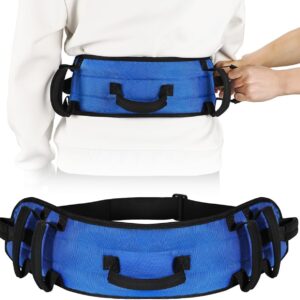 Rhino Valley Gait Belt Transfer Belt for Senior with 7 Handles, Lift Belt with Quick Release Buckle, 59" Anti-Slip Transfer Belt for Elderly, Medical Nursing Safety Patient Assist, Blue & Black
