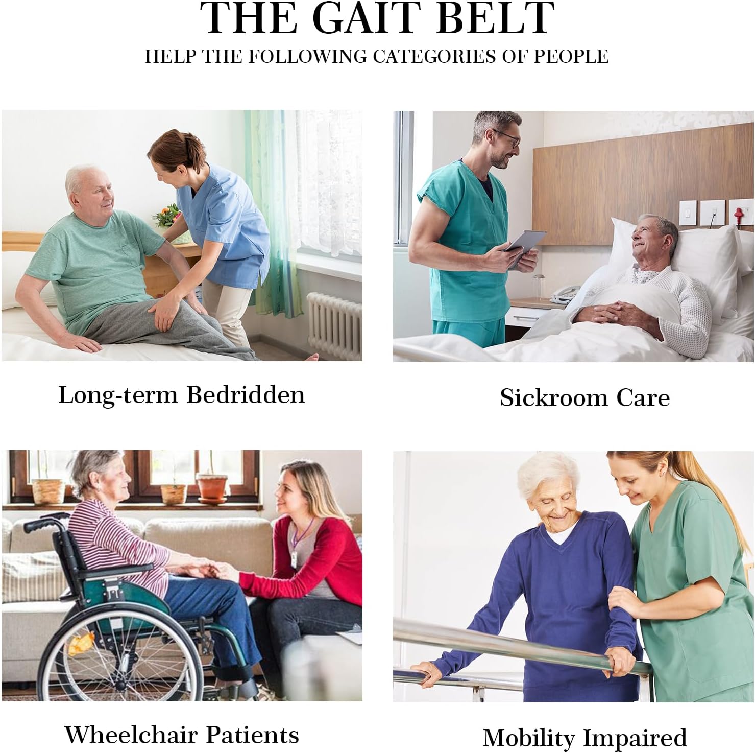 Gait Belt for Seniors, Transfer Belt with Handles, Safety Gate Belt for Elderly Lift Belts Physical Therapy with Quick Release Buckle Standing Aids & Support for Elderly Handicap Patient Care (Black) - Image 5