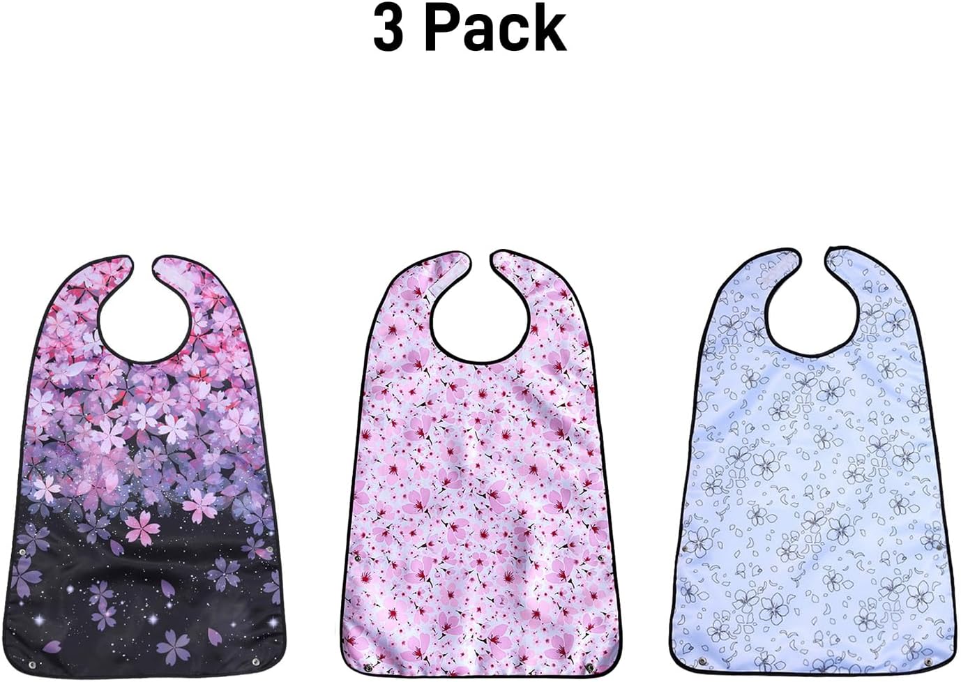 3 Pack Premium Adult Bibs For Women,Elderly Seniors and Disabled Large Bib, Washable Long Bib Clothing Protector With Crumb Catcher And Velcro Adjust - Image 6
