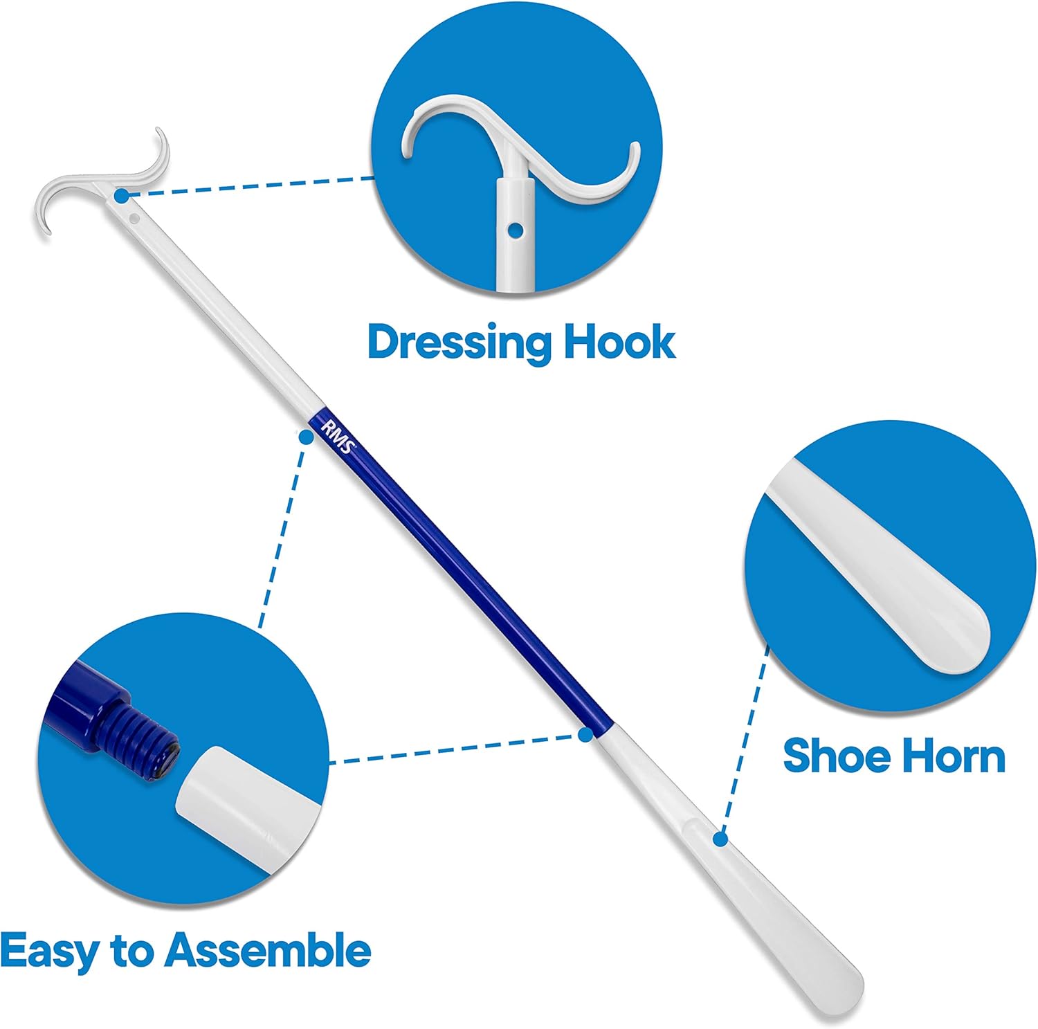 RMS 35.5 Inch Extra Long Dressing Stick Aid for Shoes, Socks, Shirts and Pants - Sock Removal and Long Shoe Horn with Travel Bag - Image 5