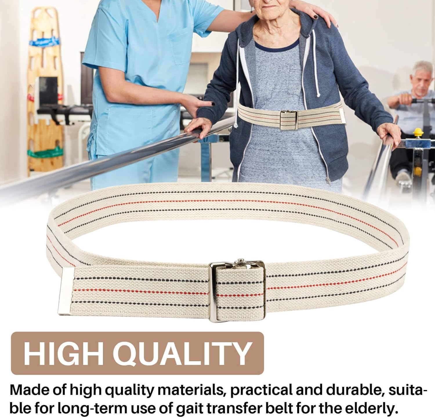 Gait Belts Transfer Belts for Seniors - Walking Gait Belts for Men with Metal Buckle MAQIHAN Heavy Duty Transfer Belt for Lifting Elderly Seniors Ambulation Accessories 60 Inch. - Image 3