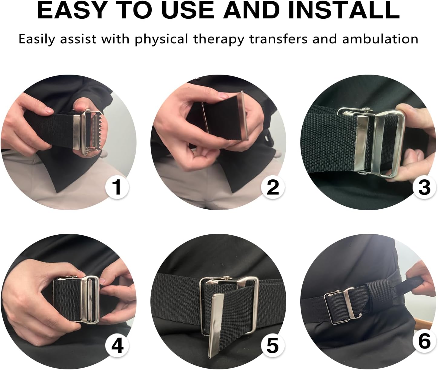 Gait Belt Transfer Belt for Seniors with 6 Handles, Standing Assist Aid for Elderly, Handicap, Occupational & Physical Therapy Caregiver Nurse Therapist, Walking & Standing Lift Belt Holds up 500 LBS - Image 5