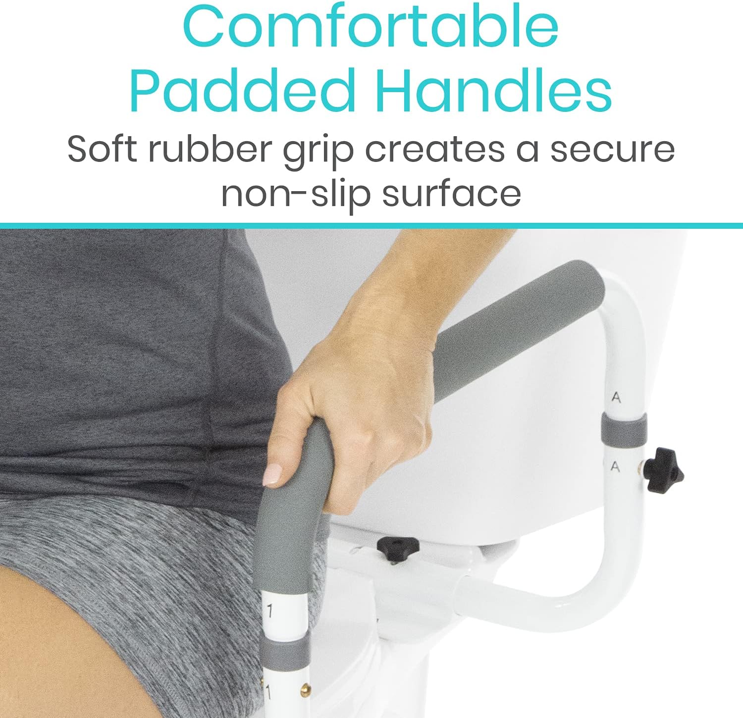 Vive Toilet Safety Rail - Adjustable Grab Bar - Compact Support Frame with Handrail for Bathroom Toilet Seat - Easy Installation for Handicap Senior Bariatrics, Elderly Balance - Padded Hand Armrest - Image 8