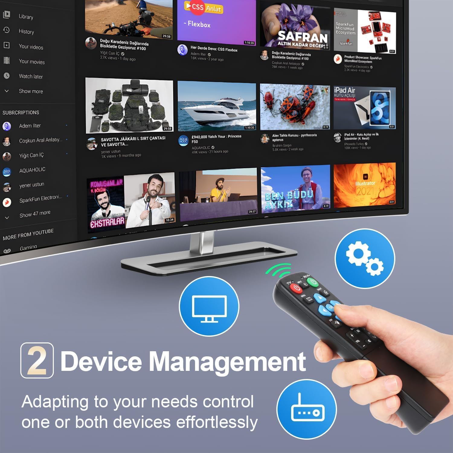 Universal Big Button Remote for Seniors, Elderly, 2-Device Control - Learning Functions, Use for TV, Streaming Box, Soundbar Audio Recevier, DVD/VCR/SAT Device & Blue-Ray DVD, Dementia Friendly Gifts - Image 5