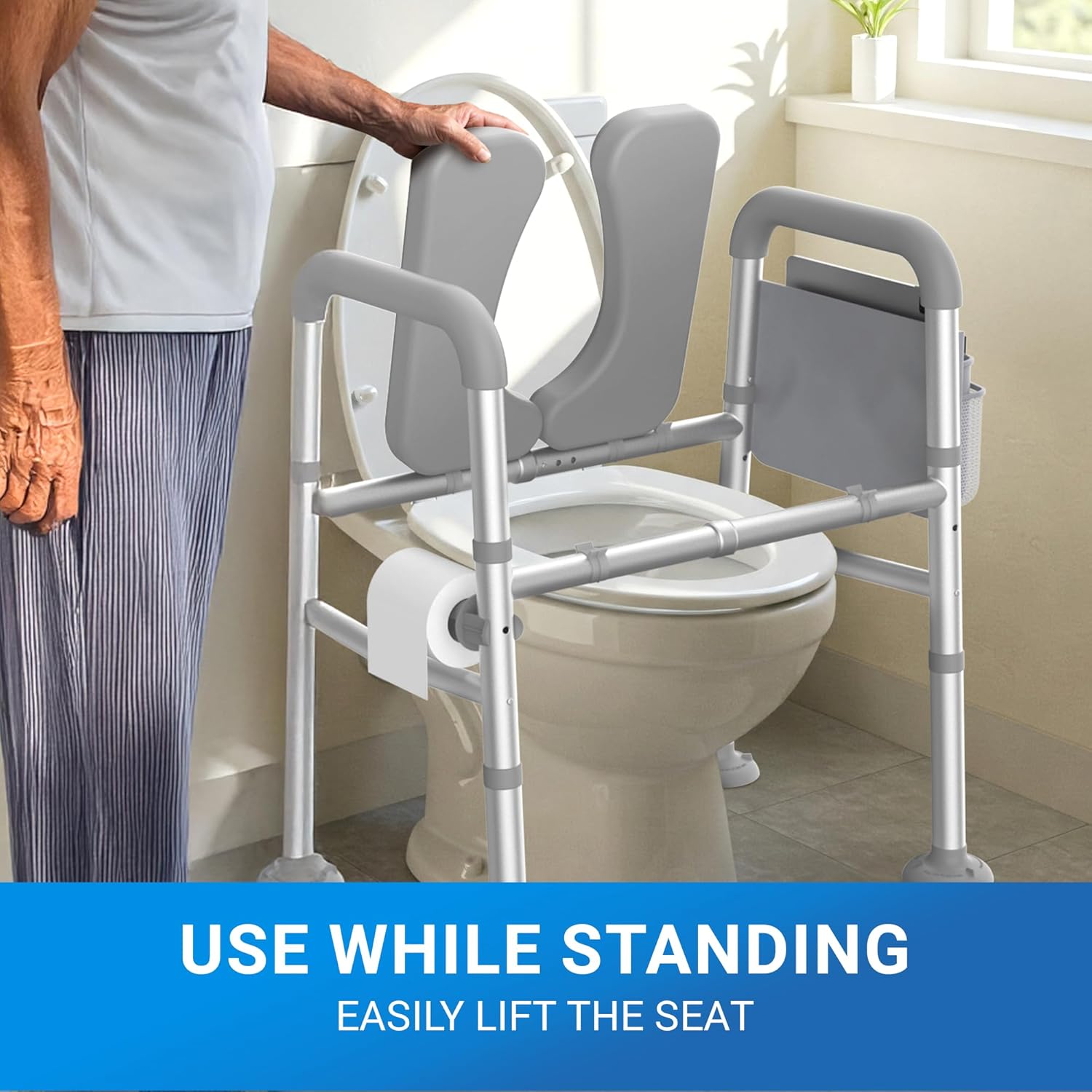 Sliq Toilet Seat Risers for Seniors, Raised Handicap Toilet Seat with Handles Over Toilet, 400 Lbs Capacity High Toilet Riser with Handles for Elderly Adults, Handicap, and Pregnant - Image 9