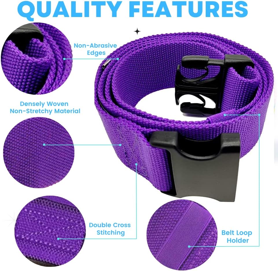 Gait Belt with Plastic Buckle by LiftAid - Transfer and Walking Aid with Belt Loop Holder for Assisting Therapist, Nurse, Home Care - 60"L x 2"W (Purple) - Image 2
