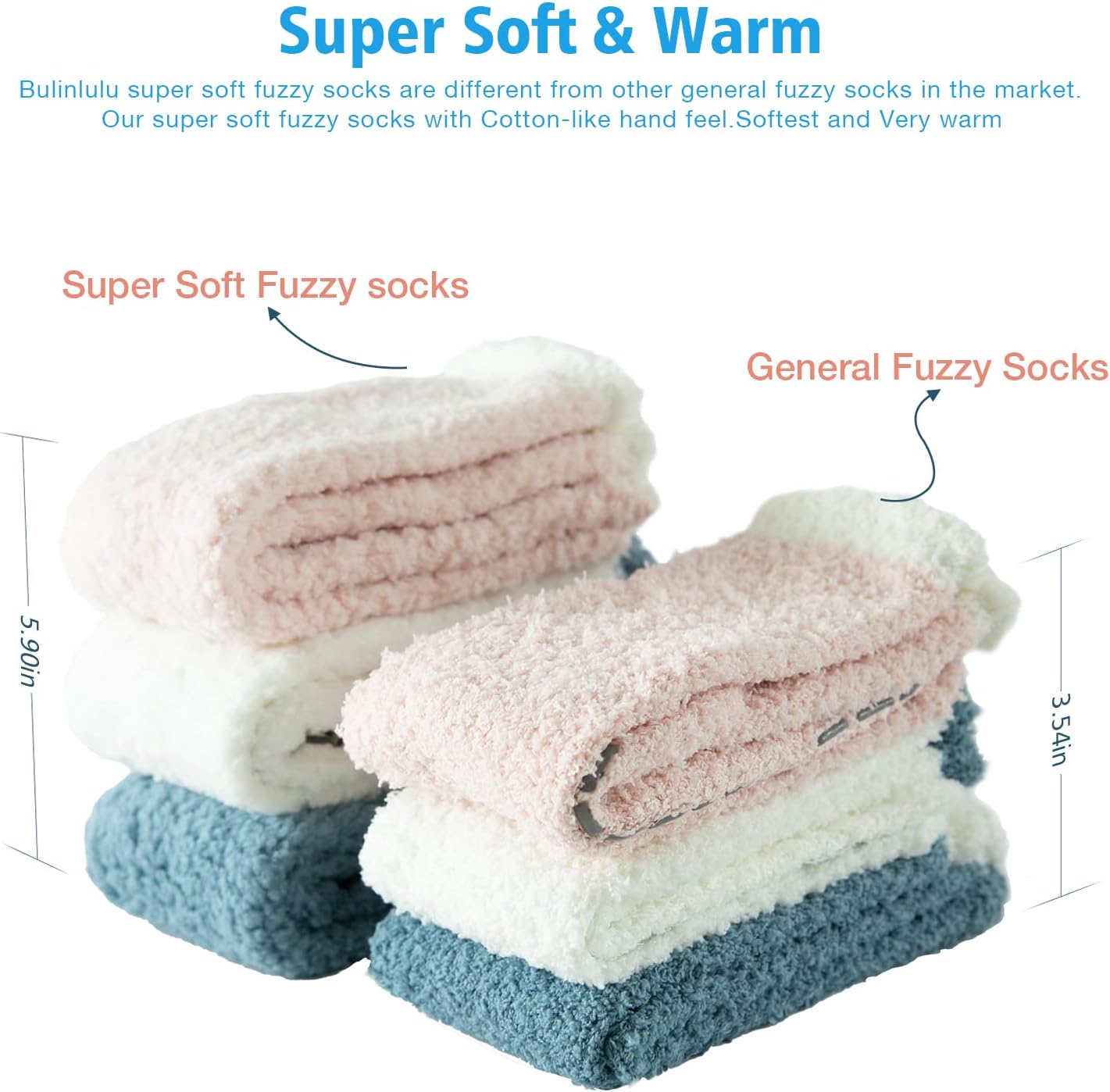 Bulinlulu Fuzzy Socks with Grips Plush Sleep Cozy Winter Soft Hospital Fluffy Socks Gifts for Women - Image 3