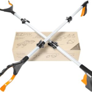 EZPIK Pro 36" Flexible Folding Grabber Tool for Elderly + Magnets, Reacher for Disabled & Seniors Heavy Duty Rotating Grippers for Reaching Underneath, Trash Grabbers & Pickers for Mobility 2-Pack