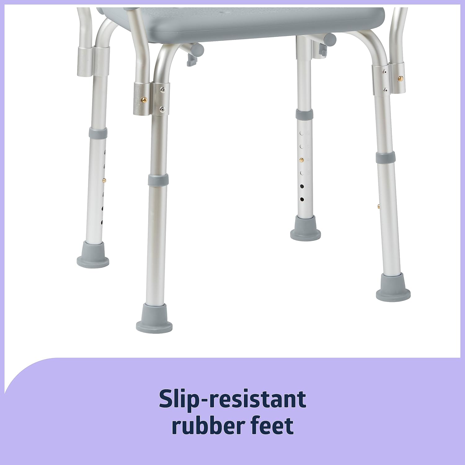 Medline Shower Chair with Backrest and Padded Armrests - 350 lb. capacity, Bath Bench, Seat, Stool for Independent Adult, Seniors, Elderly & Disabled Patients, Grey - Image 5