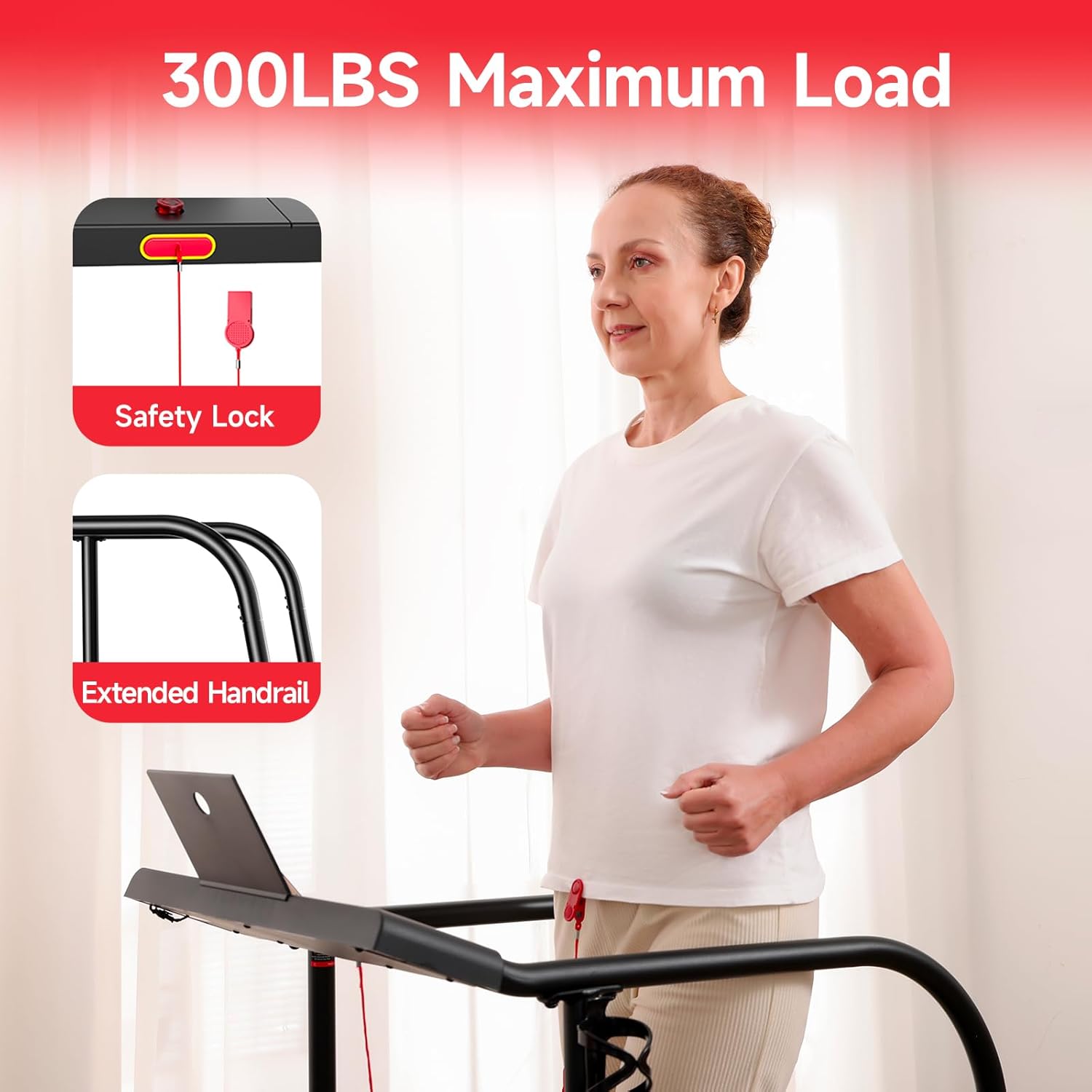 Yesoul Walking Treadmill with Long Handles for Seniors,Recovery Fitness Exercise Machine with Stable and Safe Structural Design, Large LED Display for Elderly,300 lbs Capacity - Image 2