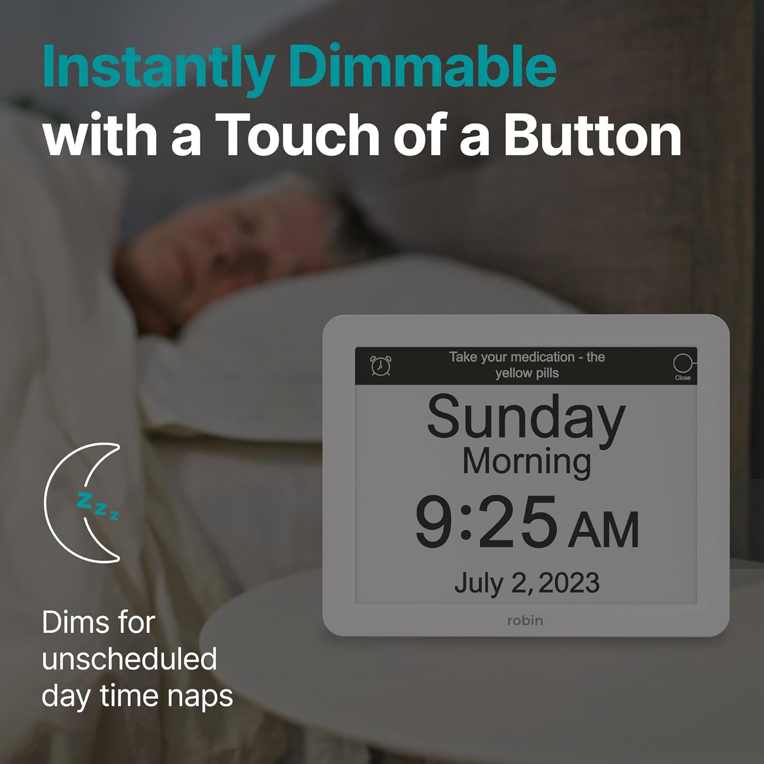 Robin Clock with Day and Date for Elderly, Clocks for Seniors, Dementia Clock, Digital Calendar Clock Elderly Bedside Clocks Seniors Alzheimers Products Dementia Clocks Seniors Extra Large, White 12" - Image 5