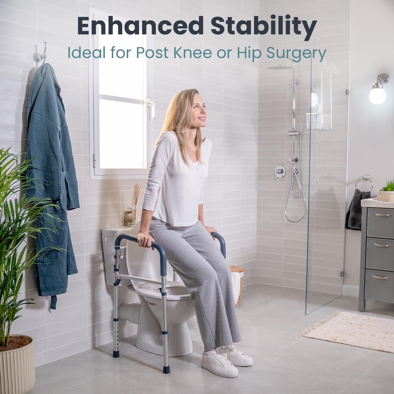 FSA/HSA Eligible - Toilet Safety Rails (350 lb) - Adjustable Toilet Safety Frame & Rails, Toilet Safety Rail for Elderly Adults, Toilet Handles for Seniors, Toilet Bars for Elderly & Handicap - Image 3