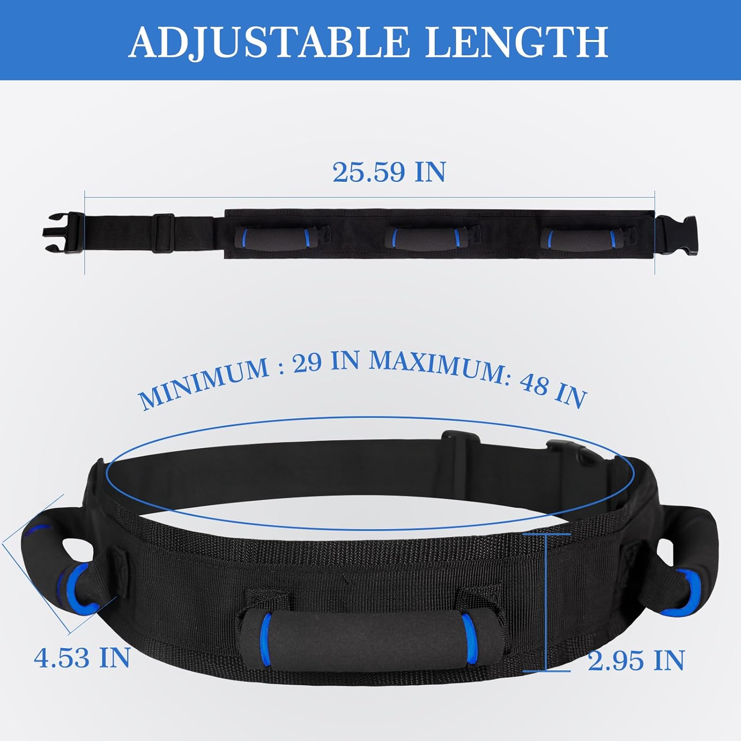 Gait Belt for Seniors, Transfer Belt with Handles, Safety Gate Belt for Elderly Lift Belts Physical Therapy with Quick Release Buckle Standing Aids & Support for Elderly Handicap Patient Care (Black) - Image 3