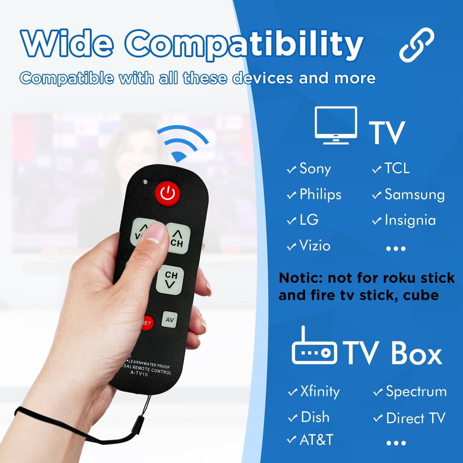 Universal Big Button TV Remote for Seniors, Elderly - Simple Remote - Easy to Use and Set Up with Learning Functions for TV & TV Box Controller, Dementia Friendly Gifts - Image 2