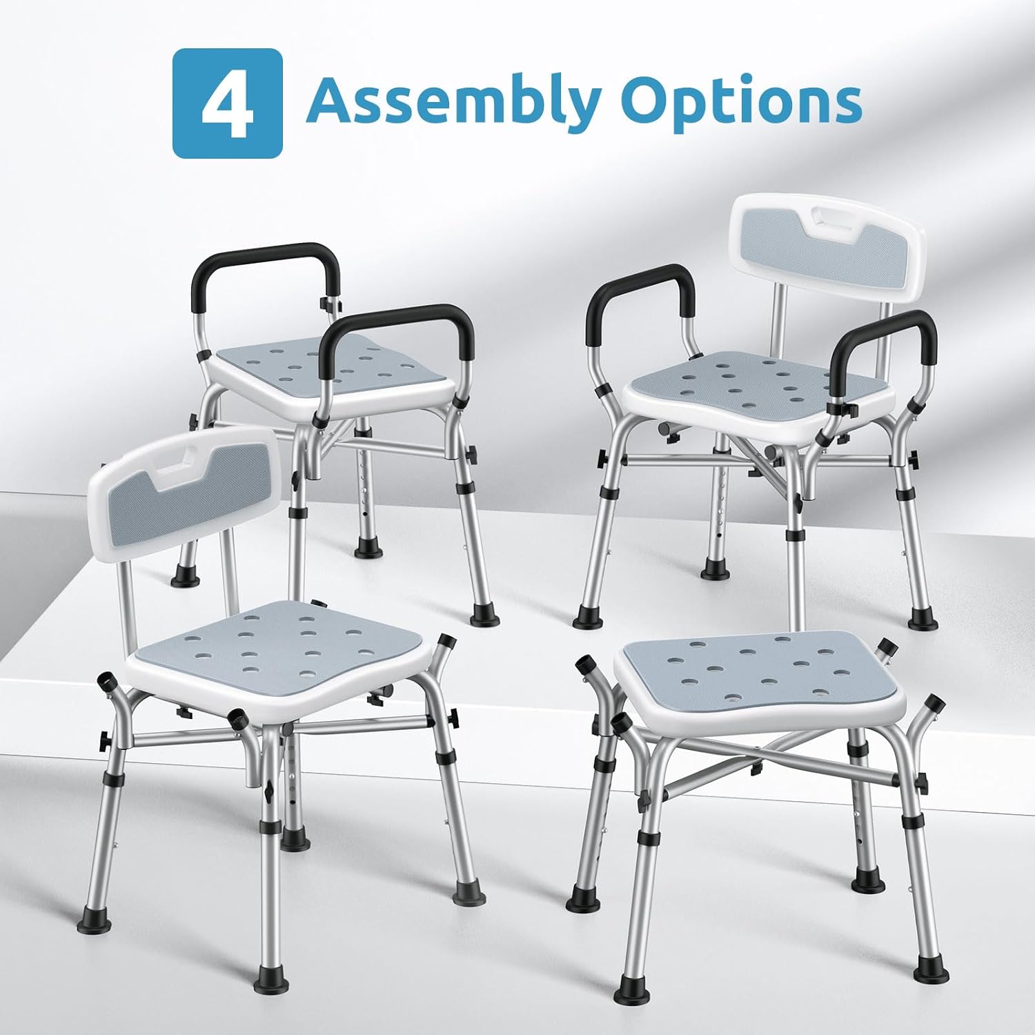 Shower Chair for Inside Shower, BRITULIF 550 lbs Heavy Duty Shower Chair for Elderly and Disabled, Shower Seat FSA/HSA Eligible, 6 Height Adjustable, Ideal for Adult and Senior Bathroom Needs - Image 6