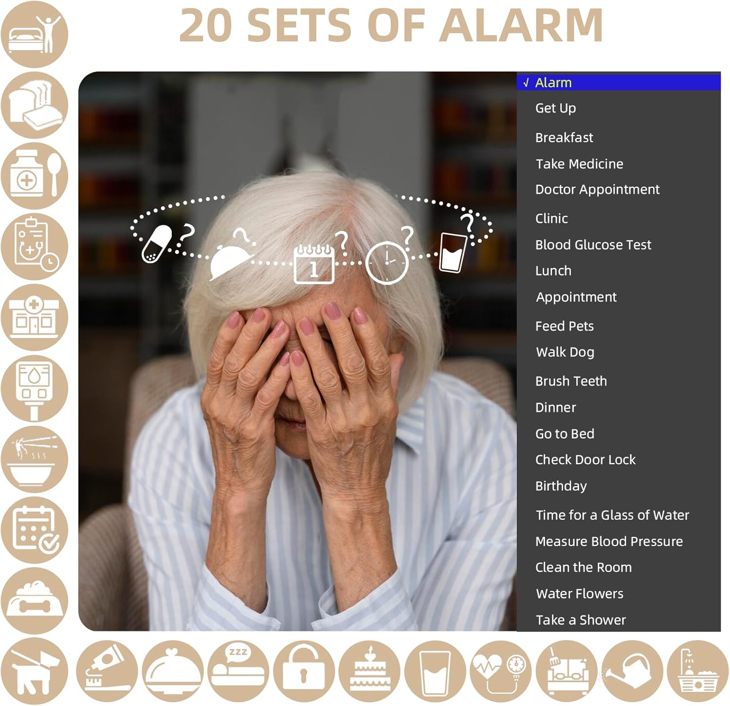 10.1" Extra Large Digital Dementia Clock - Calendar Alarm Clock for Seniors with 20 Reminders, 12 Alarms, Auto-Dimming Display for Vision Impaired & Elderly with Memory Loss Elderly - Image 3