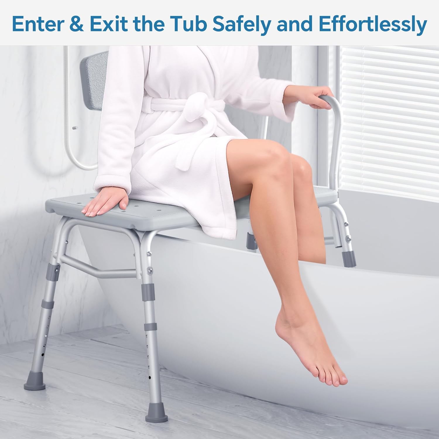 Tub Transfer Bench for Bathtub, FSA/HSA Eligible 400 lbs Heavy Duty Shower Chair with Backrest, Slip-Resistant Feet, Height Adjustable Shower Bench Shower Seat for Elderly and Disabled - Image 2