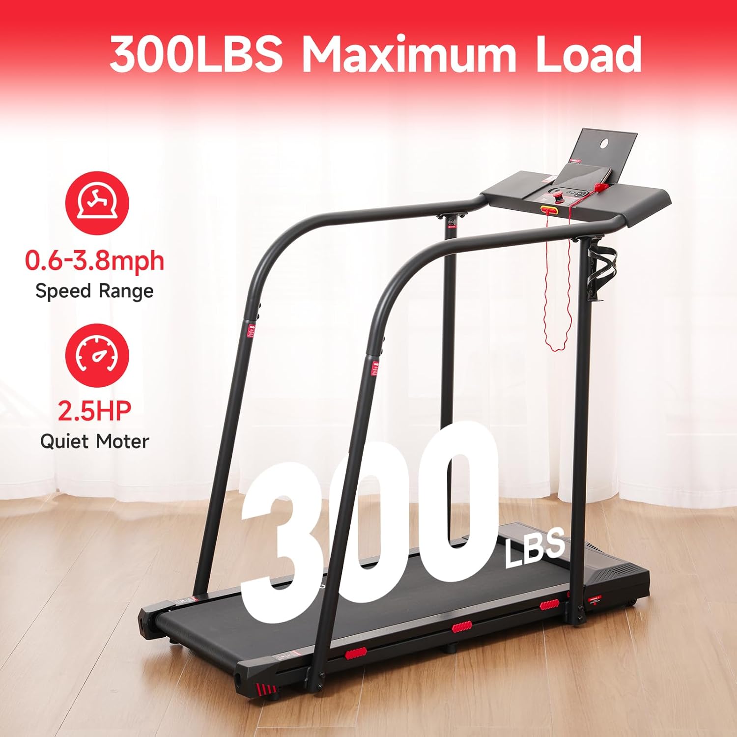 Yesoul Walking Treadmill with Long Handles for Seniors,Recovery Fitness Exercise Machine with Stable and Safe Structural Design, Large LED Display for Elderly,300 lbs Capacity - Image 3