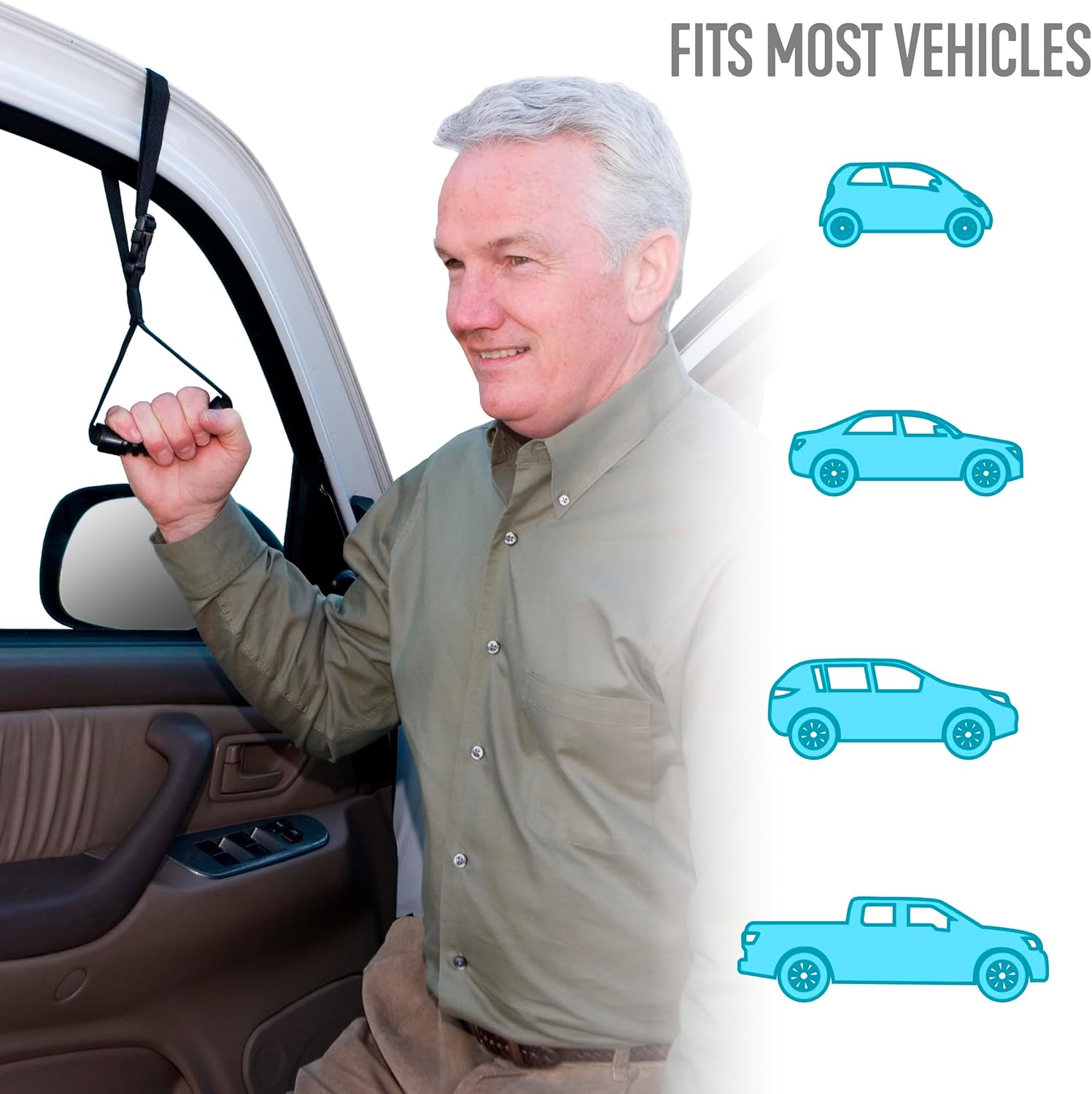 Stander CarCaddie, Car Safety Grab Bar for Adults, Seniors, and Elderly, Ergonomic Vehicle Support Handle with Adjustable Strap and Non-Slip Rubber Grip, Automotive Standing and Mobility Aid - Image 6