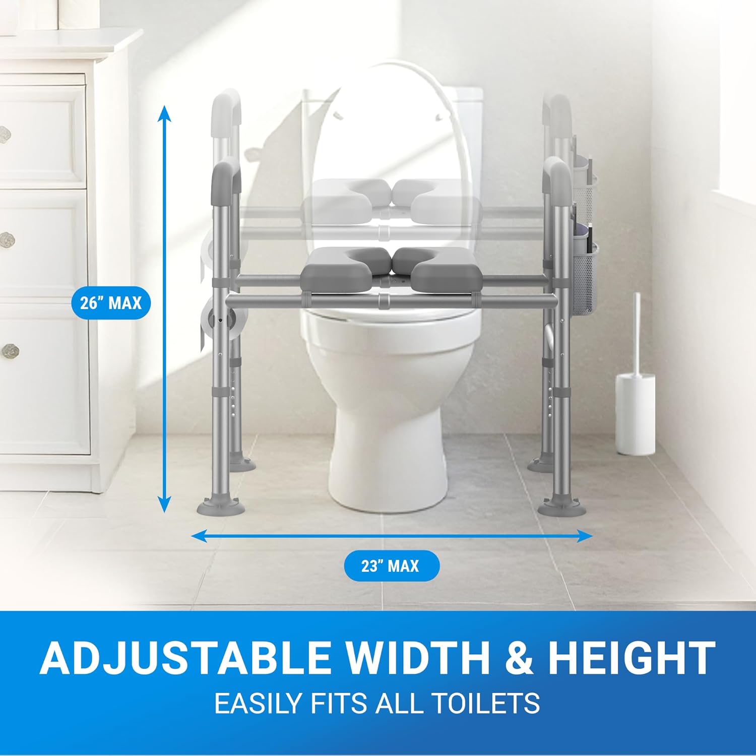 Sliq Toilet Seat Risers for Seniors, Raised Handicap Toilet Seat with Handles Over Toilet, 400 Lbs Capacity High Toilet Riser with Handles for Elderly Adults, Handicap, and Pregnant - Image 5