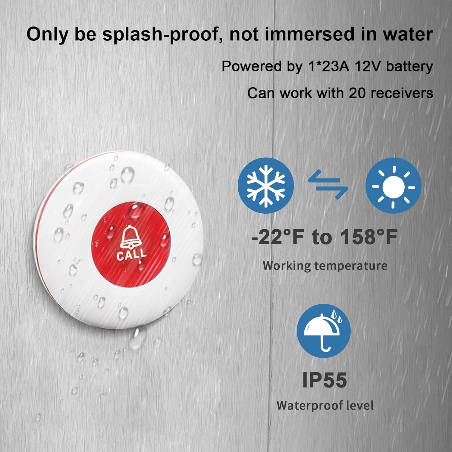 Daytech Wireless Caregiver Pager Call Button Elderly Nurse Alert System for Elderly Monitoring/Seniors with 2 SOS Call Panic Buttons & 2 Watch Pagers, 500+Feet 3 Receivers - Image 5