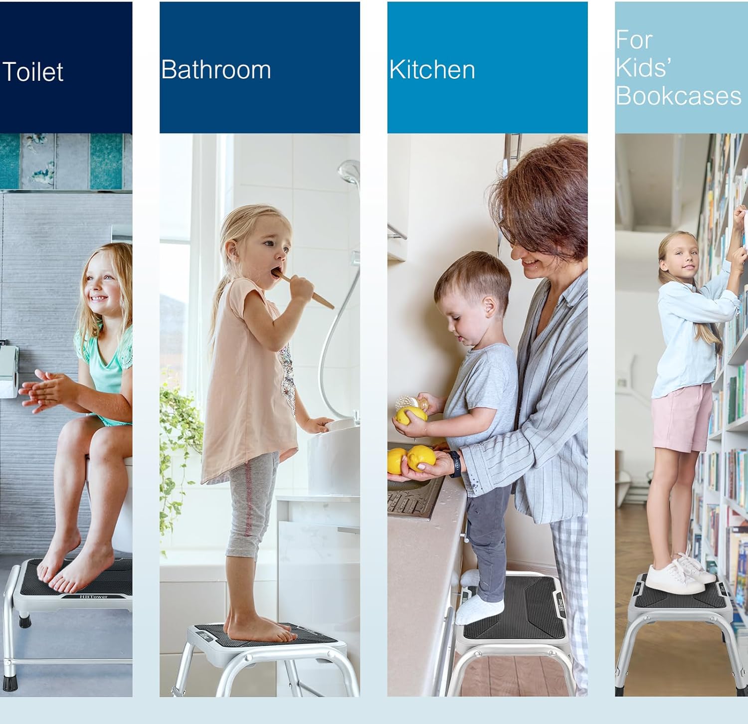 Step Stool, HBTower Step Stools for Adults Kids with Non-Slip Rubber Feet, Holds Up to 600 lbs, Lightweight Stepping Stools for Bedroom Kitchen Bathroom, Bed Steps for High Beds - Image 7