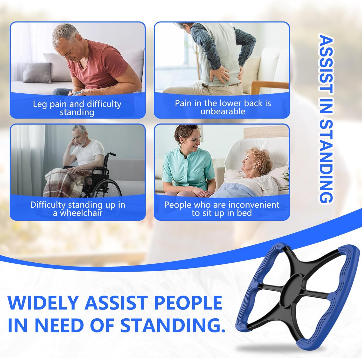 Lift Assist for Elderly,Aids for Disabled and Elderly with No-Slip Grip Handles,Standing Aids & Supports to Transfer Elderly, Senior, Bariatric, Patient Or Disabled,As Seen On Tv(Blue) - Image 3