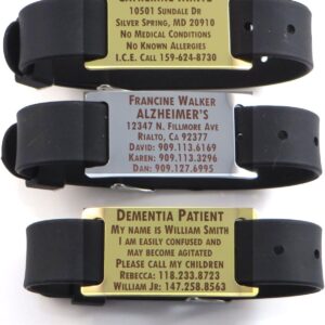 Premium Alzheimers Dementia/Identification Bracelet - Free Dark Laser Engraving Custom Personalization
