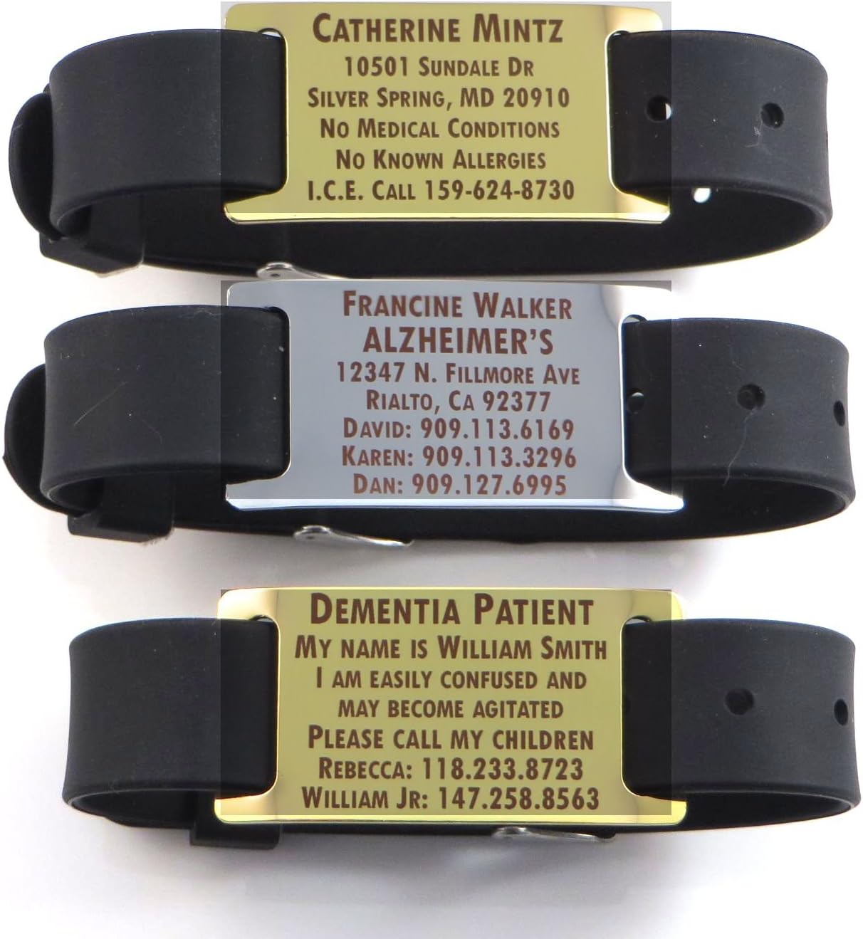 Premium Alzheimers Dementia/Identification Bracelet - Free Dark Laser Engraving Custom Personalization