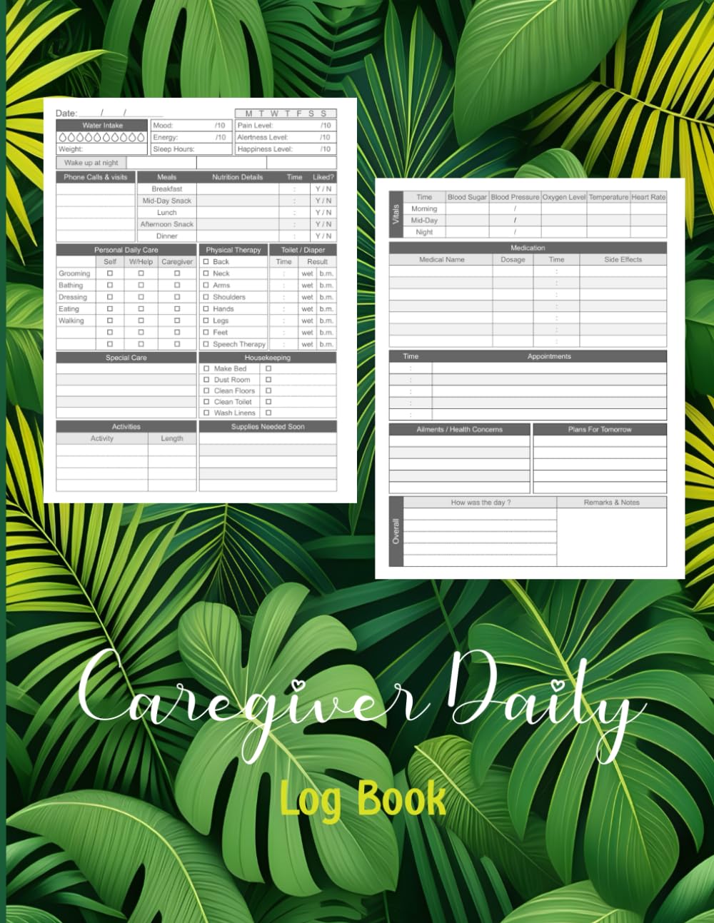 Caregiver Logbook For Seniors & Elderly: Daily Medical Care Planner and Medicine Reminder Log For Caretakers Assisting Elderly People, Long Term Care & Aging Parents. Personal Caregiver Organizer.