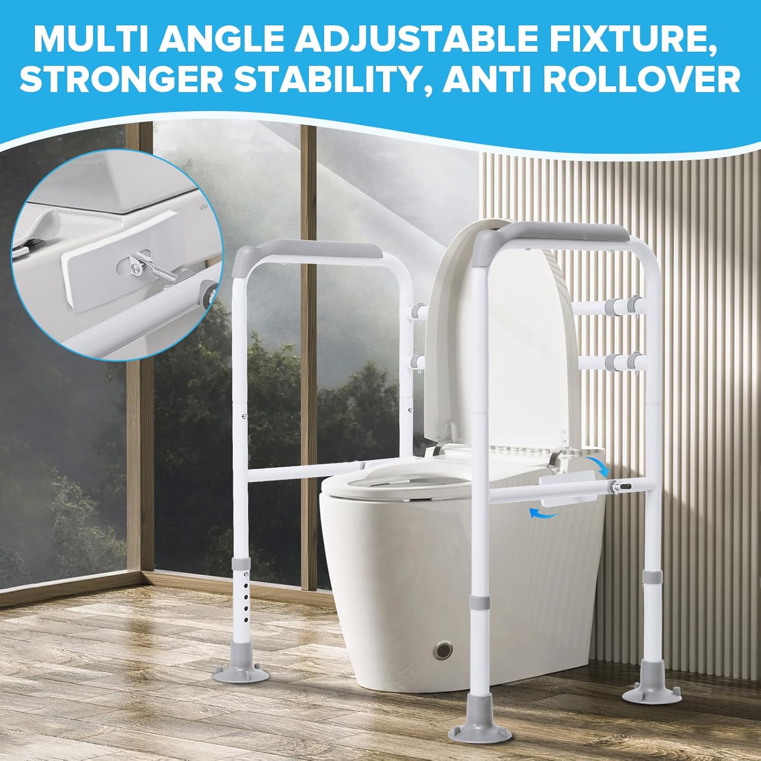 Toilet Safety Rails, Adjustable Toilet Safety Frame, Toilet Safety Rails for Seniors, Toilet Handles for Elderly and Disabled, Toilet Rails for Seniors, Toilet Rails,Elderly Assistance products, 600LB - Image 6