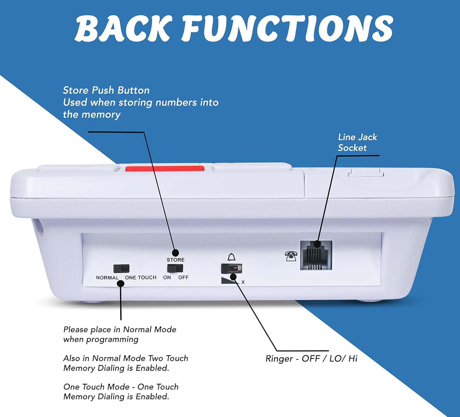 Future Call FC-2804 Big Button Phone for Seniors | 3 Picture Keys and Speakerphone | Amplified Telephones for Hearing Impaired Seniors 40db w/Extra Long 12' Cord | Simple Landline Phones for Seniors - Image 3