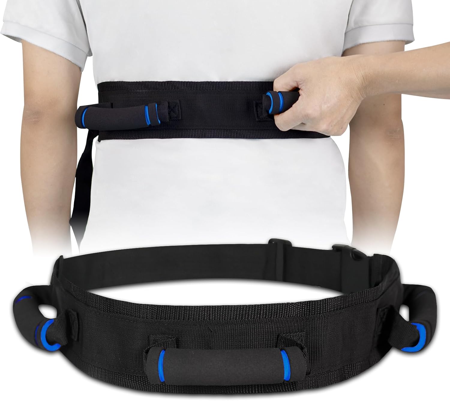 Gait Belt for Seniors, Transfer Belt with Handles, Safety Gate Belt for Elderly Lift Belts Physical Therapy with Quick Release Buckle Standing Aids & Support for Elderly Handicap Patient Care (Black)